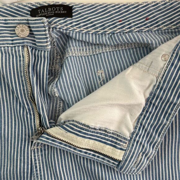 Talbots Flawless Five Picket Slim Ankle Blue White Stripe Jeans - Women’s US 20W - Picture 9 of 9